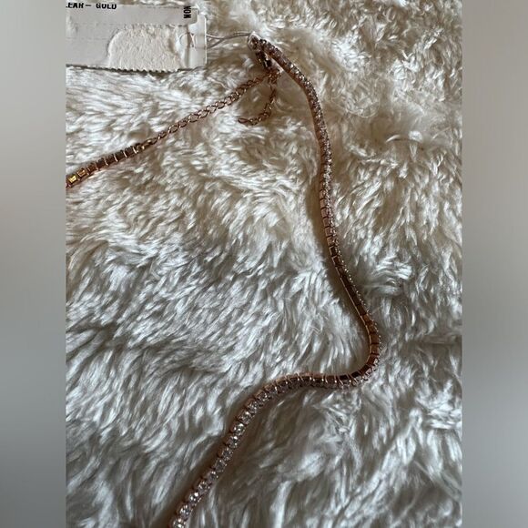 NEW BaubleBar Gold Crystal Baguette Collar Necklace Minimalist - Picture 4 of 10